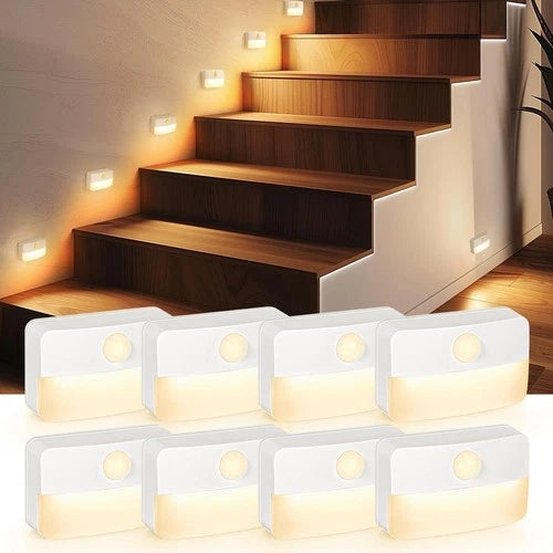 8 Pack Motion Sensor Stair Lights Indoor Battery Operated Wireless LED Night