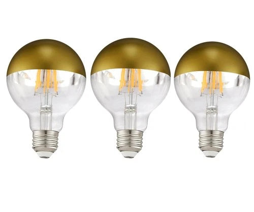 LUXON Half Chrome Light Bulbs,Dimmable,Led Edison Bulbs,Matt Gold Dipped anti Gl