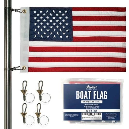 RainierSupplyCo American Flag for Boat - 12x18 USA Boat Flags with Embroidere...