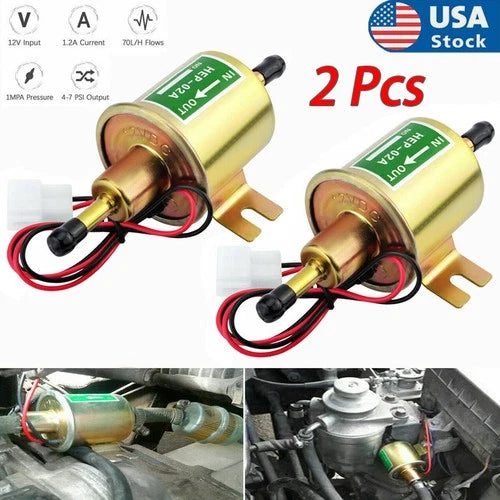 2 Pcs 12V Electric Fuel Pump HEP-02A Universal Inline Low Pressure Gas Diesel