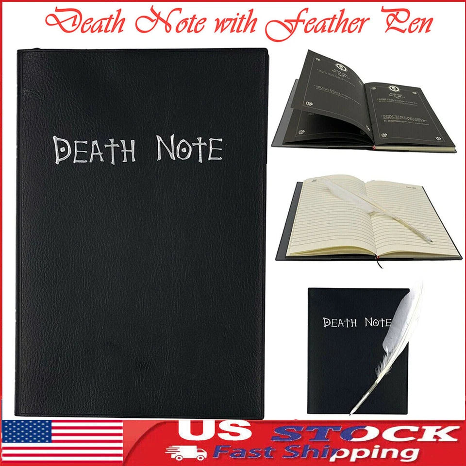 Death Note Cosplay Notebook & Feather Pen Book Anime Theme Writing Journal